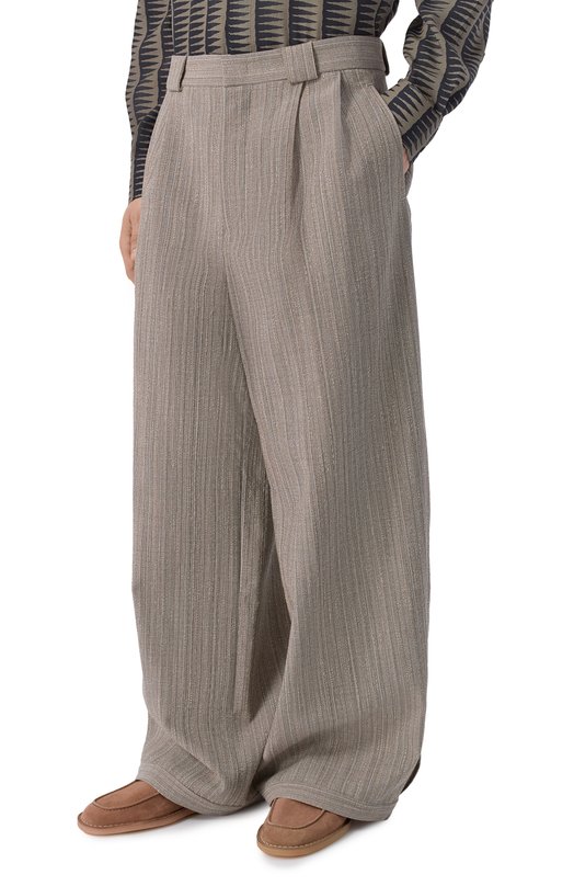 Брюки из шерсти и хлопка Emporio Armani EM005615/TE20603 Бежевый  EM005615/TE20603 Фото 3