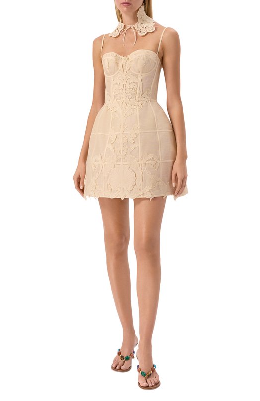 Платье изо льна и шелка Zimmermann 6350DC261 Кремовый  6350DC261 Фото 2