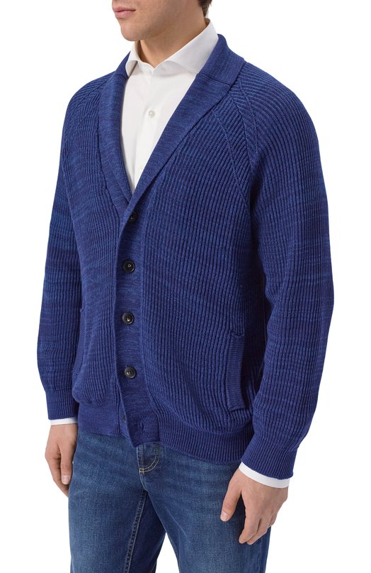 Хлопковый кардиган Canali C1182/MK02469 Синий  C1182/MK02469 Фото 3