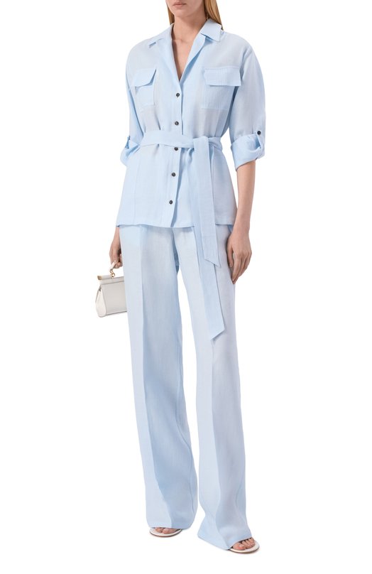 Льняная рубашка Kiton D57418H09690 Голубой  D57418H09690 Фото 2