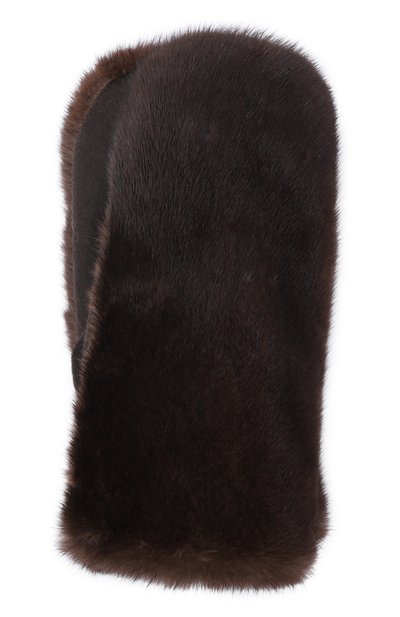 Женские меховые варежки из норки MVST, арт. MGL-02 MINK BROWN+CASHMERE