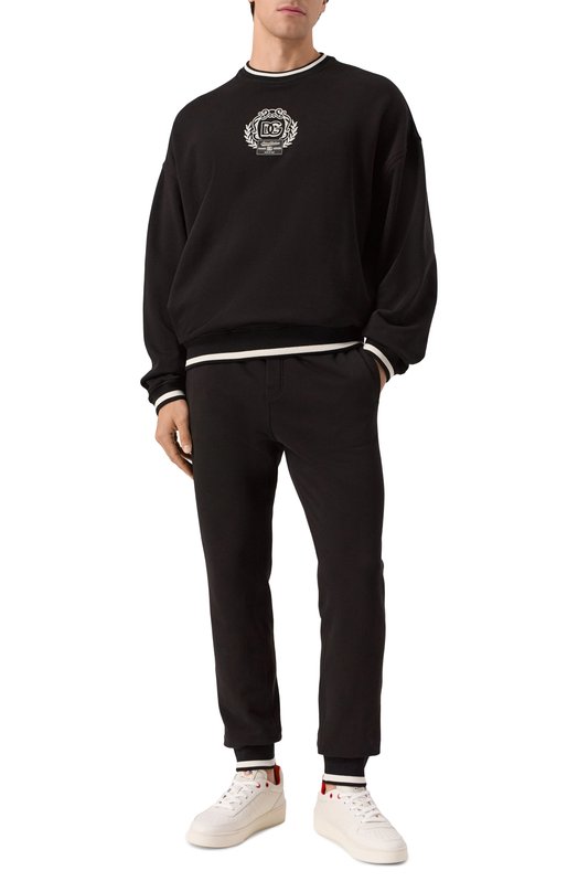 Хлопковый свитшот Dolce & Gabbana G9BIQZ/HU7DU Чёрный  G9BIQZ/HU7DU Фото 2