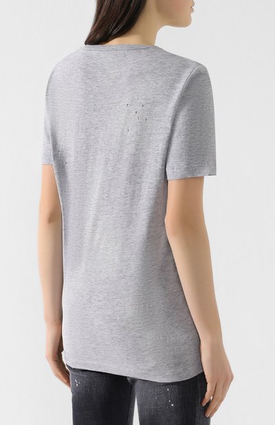 Хлопковая футболка DSQUARED2 серого цвета по цене 14850 руб., арт. S75GC0862/S22146, фото 4 Хлопковая футболка DSQUARED2, арт. S75GC0862/S22146, фото 4