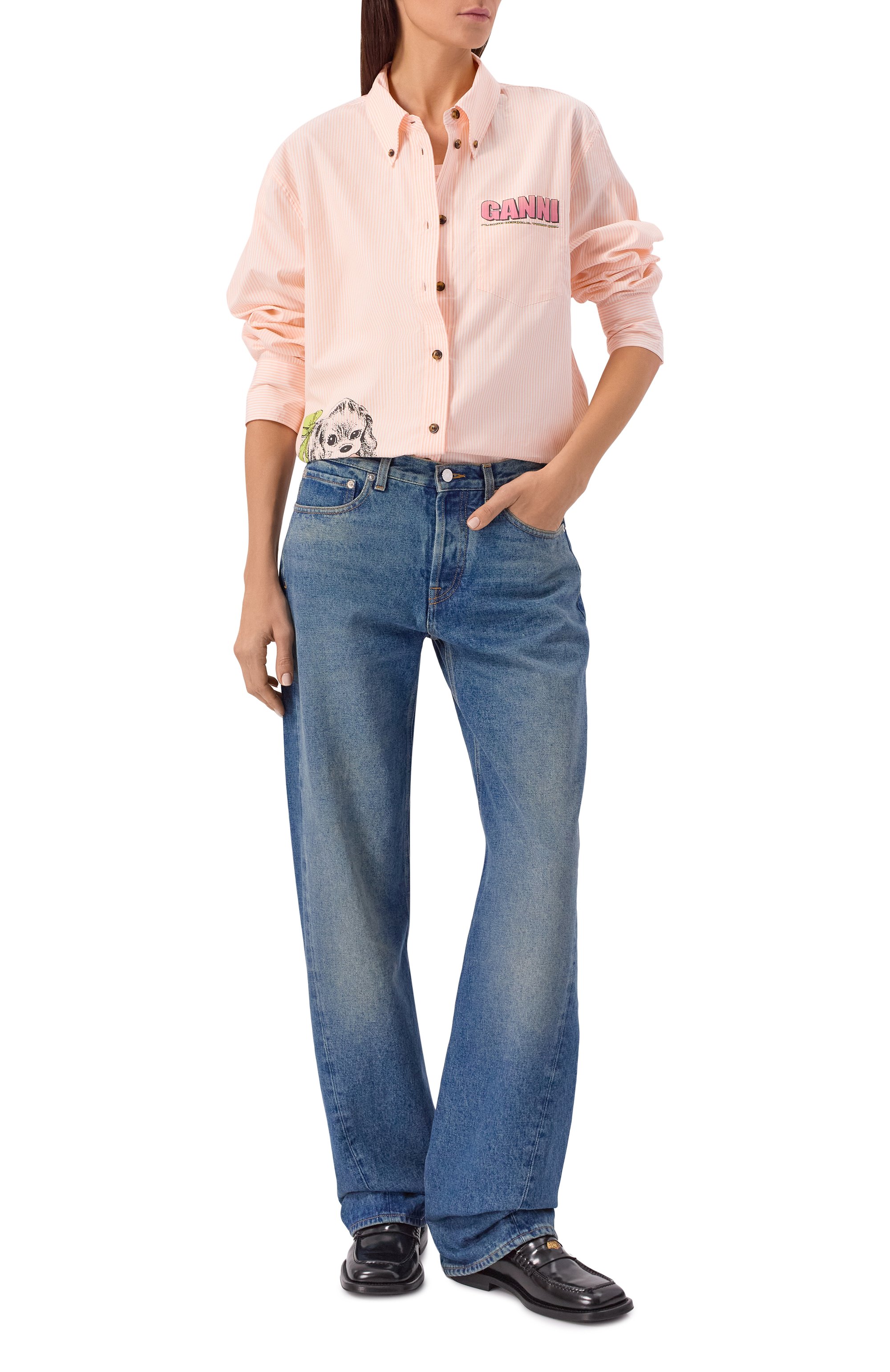 Хлопковая рубашка GANNI, арт. W0898, фото 2