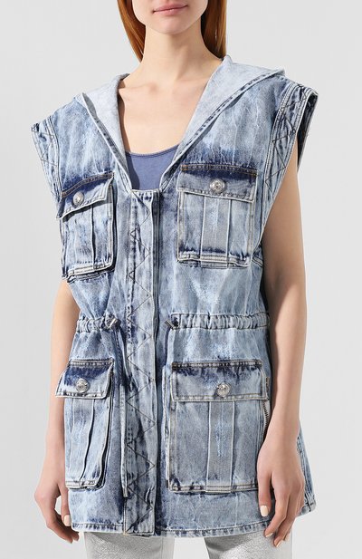 Джинсовый жилет с капюшоном BALMAIN, арт. RF08839/D048, фото 3