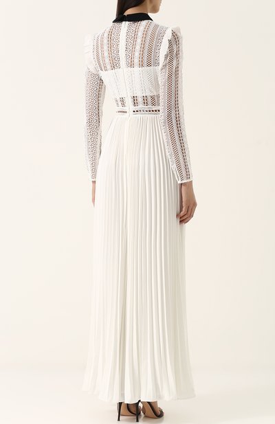 Платье-макси с плиссированной юбкой и кружевным лифом SELF-PORTRAIT, арт. SP16-043L, фото 4