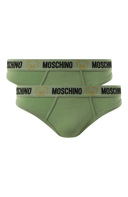 Мужские хлопковые брифы MOSCHINO зеленого цвета, арт. A1301/4406 | Фото 1 (Материал сплава: Проставлено; Нос: Не проставлено)