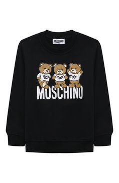 Детского комплект из свитшота и брюк MOSCHINO черного цвета, арт. HUK03G/LCA40/4A-8A | Фото 2 (Рукава: Длинные; Материал сплава: Проставлено; Материал внешний: Хлопок; Драгоценные камни: Проставлено; Мальчики Кросс-КТ: Костюмы-спорт)