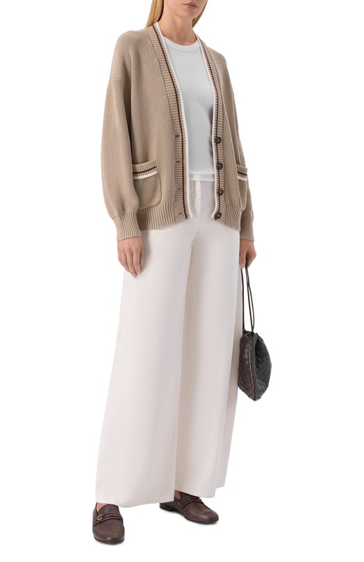 Хлопковый кардиган Brunello Cucinelli M19756306 Бежевый  M19756306 Фото 2