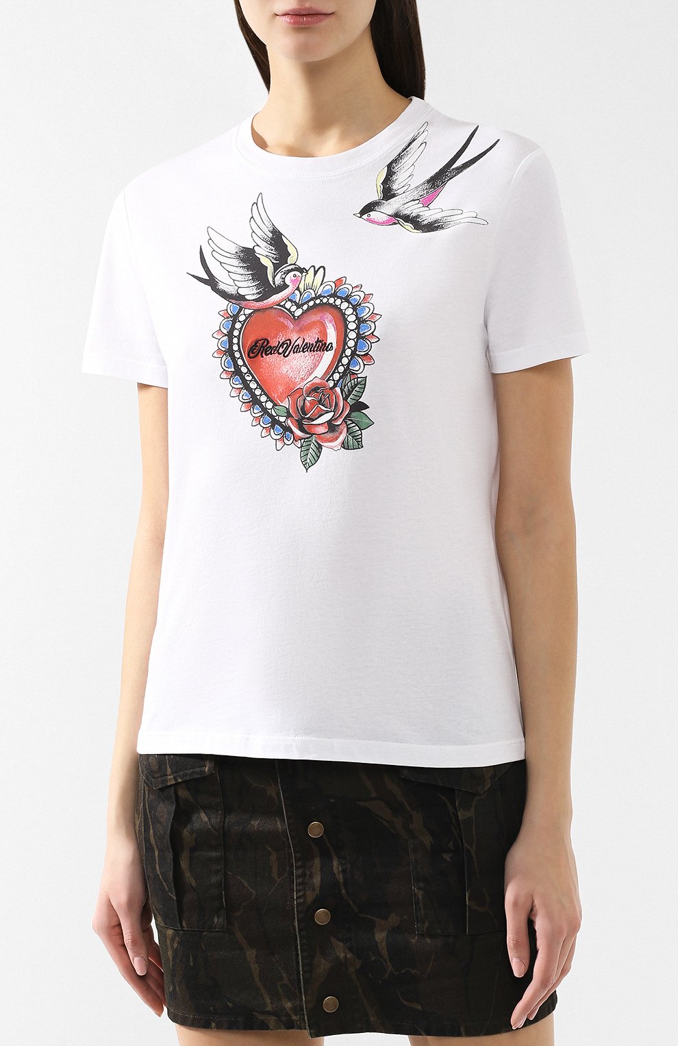 Хлопковая футболка REDVALENTINO белого цвета по цене 12250 руб., арт. RR0MG01M/FGF, фото 3 Хлопковая футболка REDVALENTINO, арт. RR0MG01M/FGF, фото 3