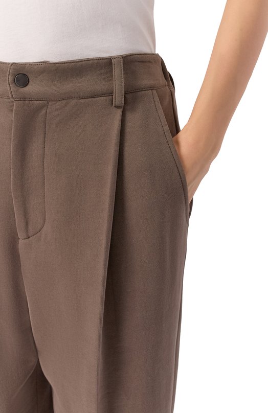 Хлопковые брюки Brunello Cucinelli MN05NSP799 Коричневый  MN05NSP799 Фото 5