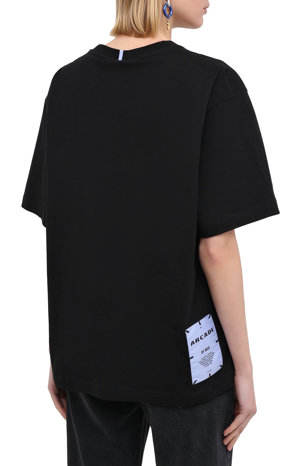 Хлопковая футболка MCQ черного цвета по цене 26000 руб., арт. 624833/RPJ60, фото 4 Хлопковая футболка MCQ, арт. 624833/RPJ60, фото 4