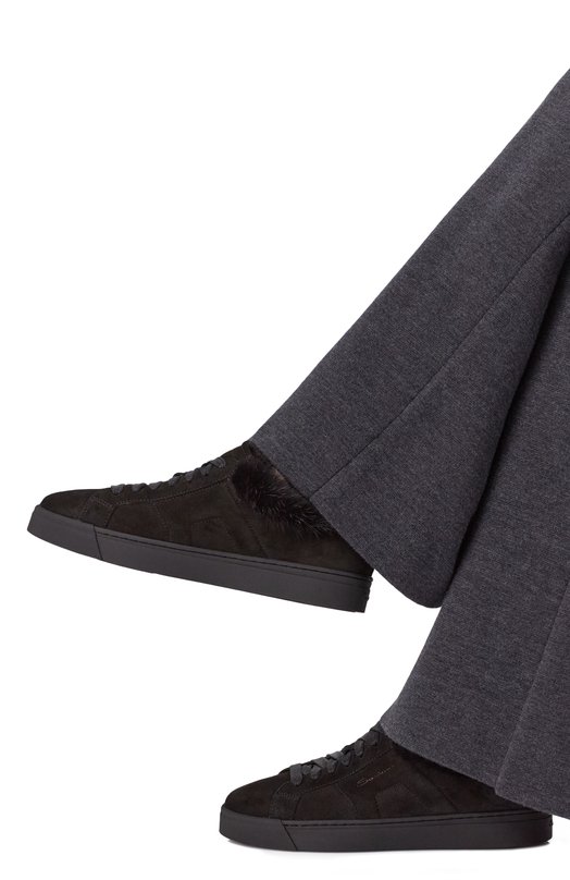 Замшевые кеды Santoni WBGG61436NE0P0SV Чёрный  WBGG61436NE0P0SV Фото 2
