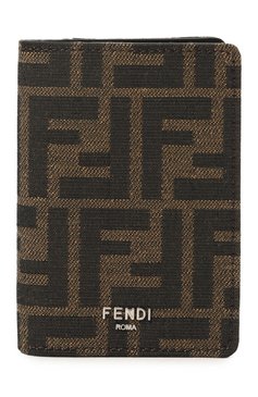 Мужской футляр для кредитных карт FENDI темно-коричневого цвета, арт. 7M0349 ALWK | Фото 1 (Материал: Натуральная кожа; Нос: Не проставлено)