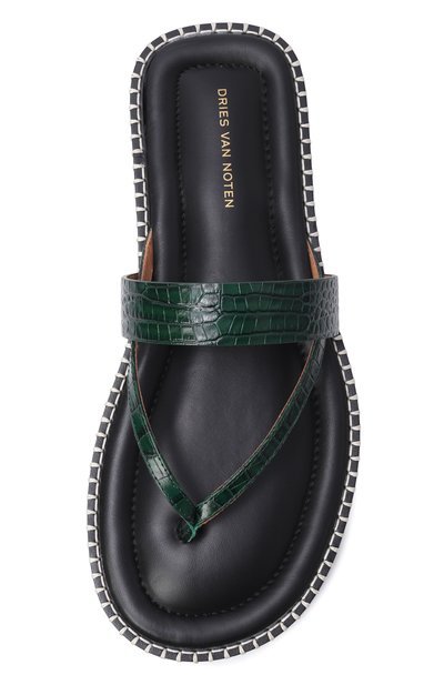 Кожаные шлепанцы DRIES VAN NOTEN темно-зеленого цвета по цене 79950 руб., арт. 021738/0598, фото 5 Кожаные шлепанцы DRIES VAN NOTEN, арт. 021738/0598, фото 5