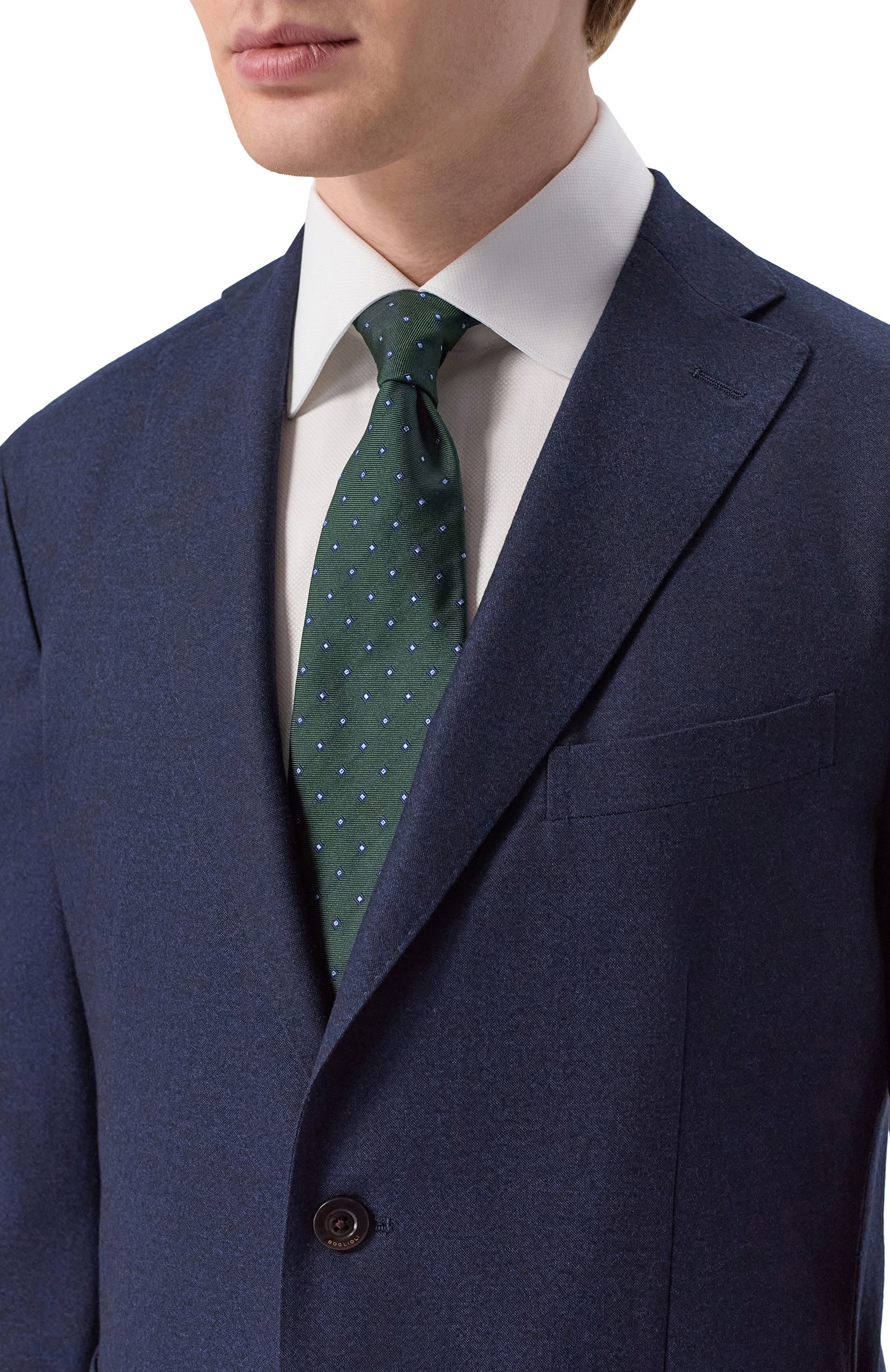 Шелковый галстук CORNELIANI зеленого цвета по цене 24450 руб., арт. 27U302/2720309, фото 2 Шелковый галстук CORNELIANI, арт. 27U302/2720309, фото 2