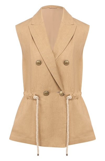 Женский жилет из смеси хлопка и льна BRUNELLO CUCINELLI, арт. MF5798118