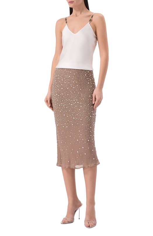 Шелковая юбка с отделкой стразами Albus Lumen AL.RT26.SKIRT01 Бежевый  AL.RT26.SKIRT01 Фото 2