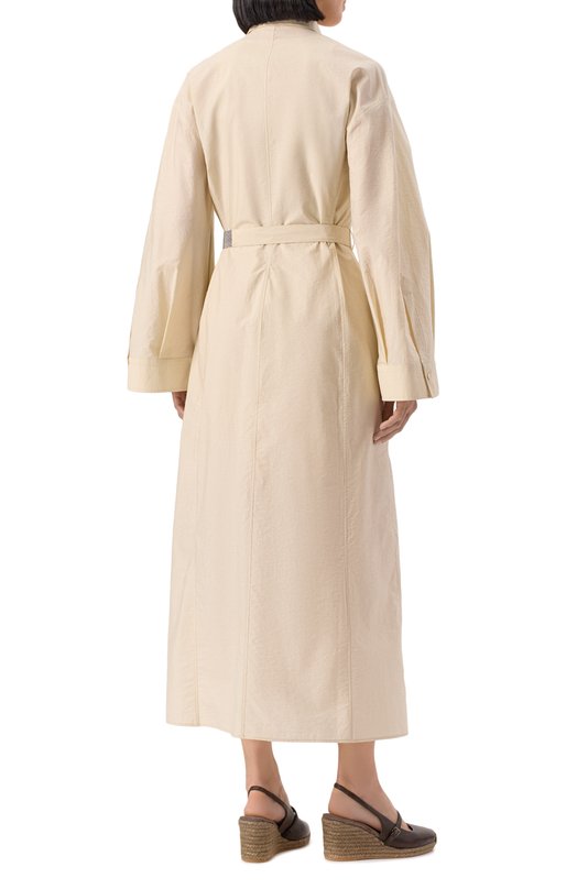 Хлопковое платье Brunello Cucinelli M0F79AHB46 Кремовый  M0F79AHB46 Фото 4