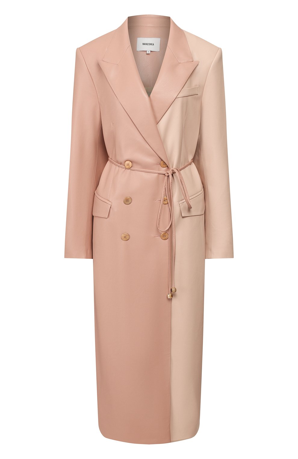 Двубортный плащ NANUSHKA, арт. MANILA_BLUSH PATCHW0RK_VEGAN LEATHER, фото 1