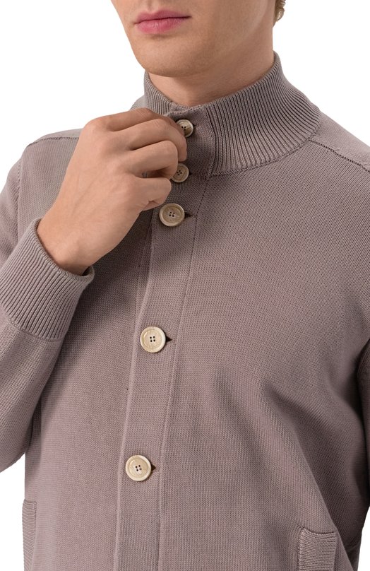 Хлопковый кардиган Brunello Cucinelli M28707006 Бежевый  M28707006 Фото 5