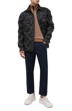Мужской джемпер из кашемира и хлопка ZEGNA бежевого цвета, арт. UYQ25/127 | Фото 2 (Материал внешний: Шерсть, Хлопок, Кашемир; Рукава: Длинные; Длина (для топов): Стандартные; Мужское Кросс-КТ: Джемперы; Вырез: Круглый; Принт: Без принта; Стили: Кэжуэл; Драгоценные камни: Проставлено; Материал сплава: Проставлено)