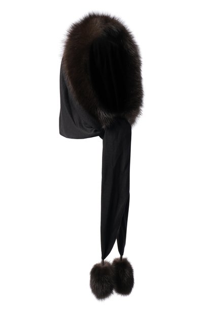 Женского кашемировая косынка с мехом соболя BLACK SABLE, арт. BS-FHBNP-EB