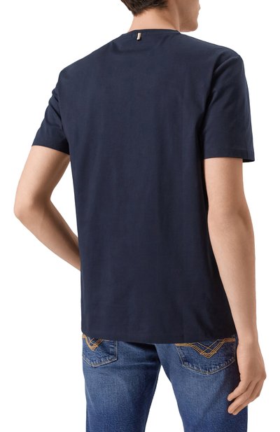 Хлопковая футболка BOSS темно-синего цвета по цене 11950 руб., арт. 50468395, фото 4 Хлопковая футболка BOSS, арт. 50468395, фото 4