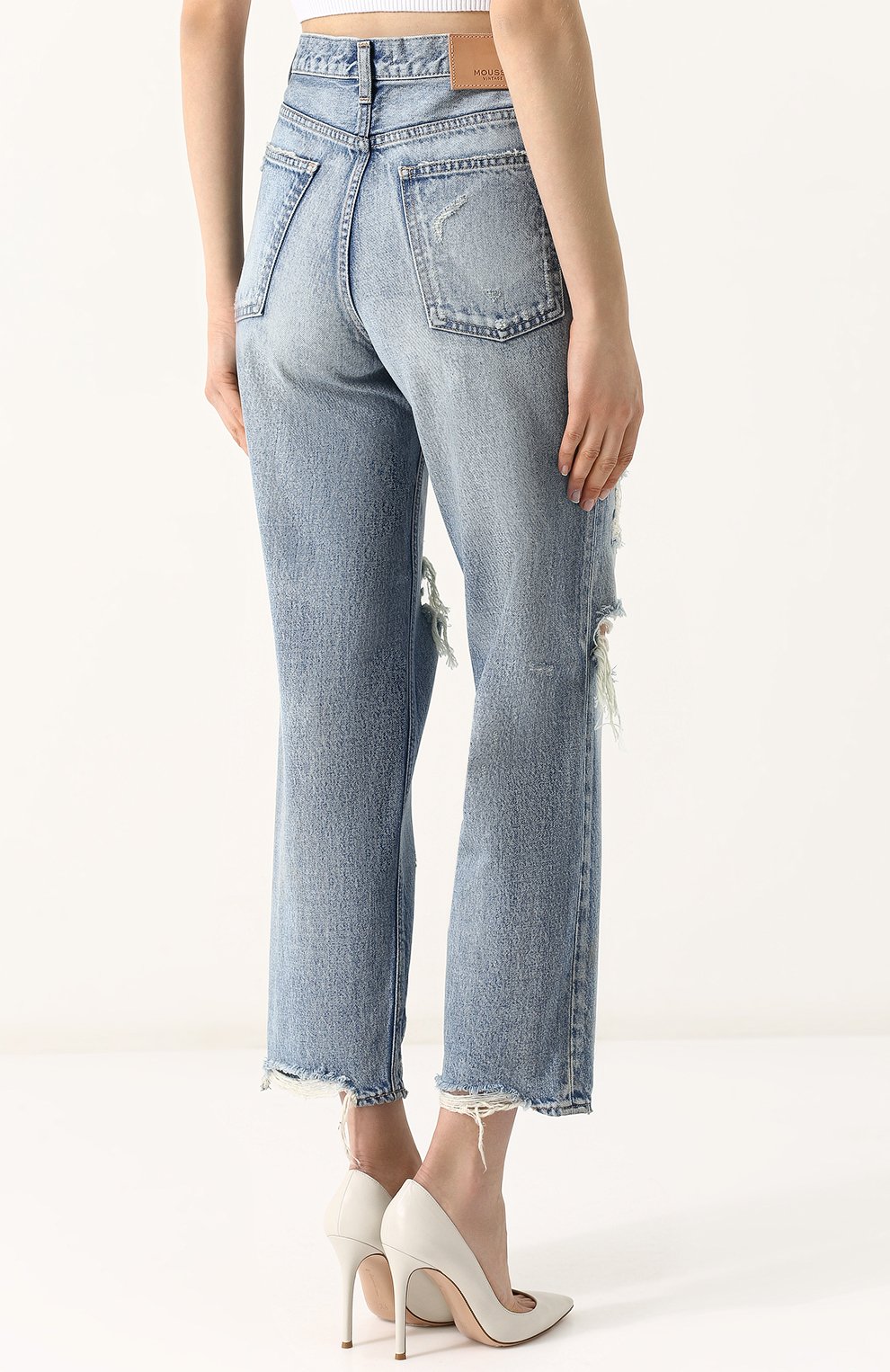 Укороченные джинсы прямого кроя с потертостями MOUSSY, арт. 010BSC11-1240, фото 4