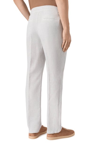 Льняные брюки 120% LINO светло-серого цвета по цене 35150 руб., арт. 33ALIM299M/0253/S00, фото 4 Льняные брюки 120% LINO, арт. 33ALIM299M/0253/S00, фото 4