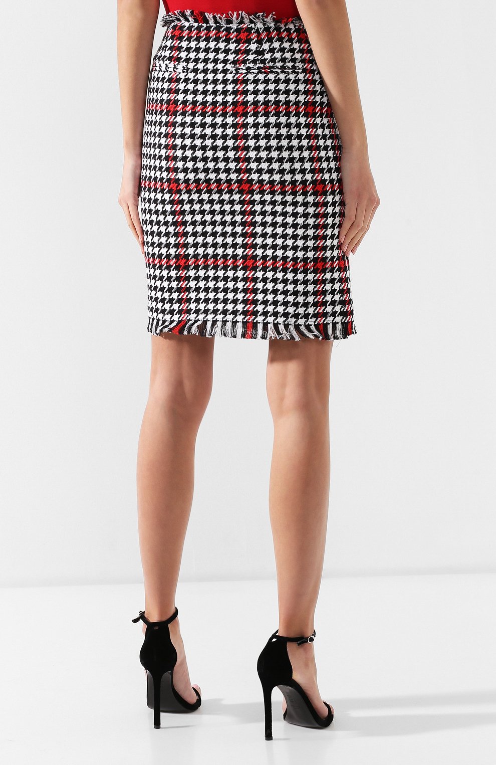 Твидовая юбка MSGM черно-белого цвета по цене 30700 руб., арт. 2641MDD06 195115, фото 4 Твидовая юбка MSGM, арт. 2641MDD06 195115, фото 4