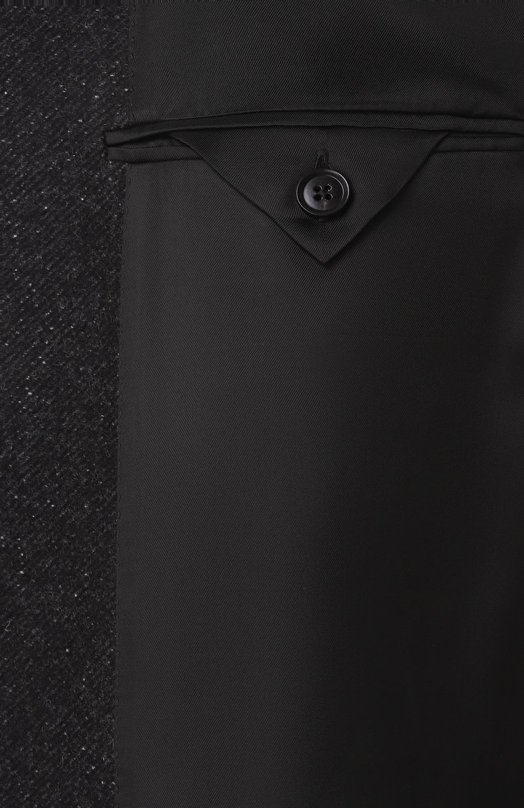 Мужской пальто из шерсти и шелка ZEGNA темно-серого цвета, арт. 4GJ3G0/897700A8 | Фото 7 (Материал сплава: Проставлено; Материал подклада: Вискоза; Драгоценные камни: Проставлено; Рукава: Длинные; Мат�ериал внешний: Шерсть; Длина (верхняя одежда): До середины бедра; 1-2-бортные: Однобортные; Стили: Кэжуэл, Классический; Мужское Кросс-КТ: пальто-верхняя одежда)