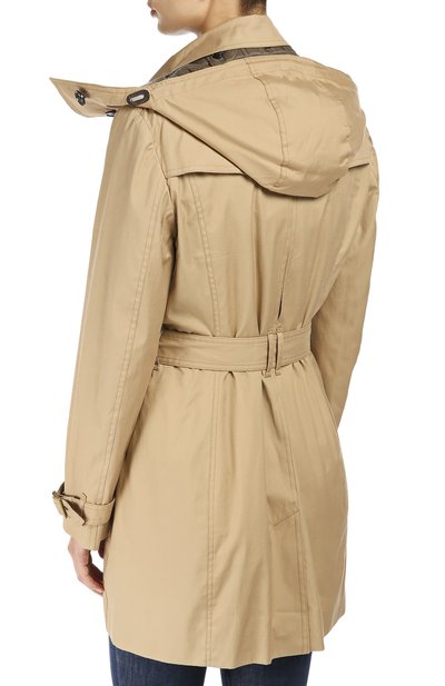 Утепленное двубортное пальто с поясом и капюшоном BURBERRY, арт. 3964034, фото 4