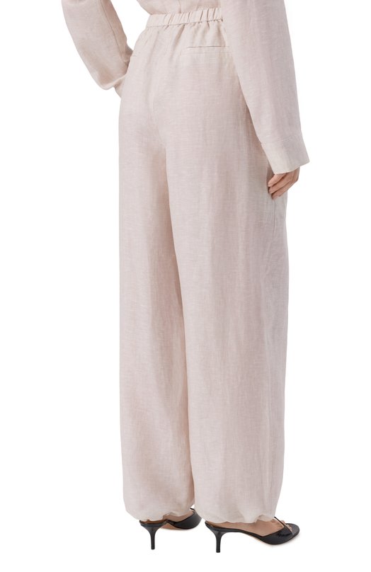 Льняные брюки 12 STOREEZ 137460 Кремовый  137460 Фото 4