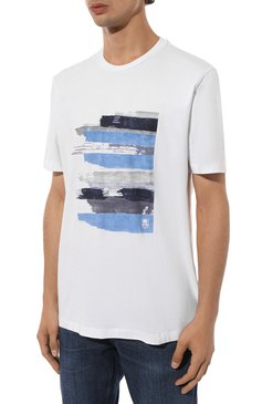 Мужская хлопковая футболка CORNELIANI белого цвета, арт. 93G588-9325036 | Фото 3 (Длина (для топов): Стандартные; Рукава: Короткие; Материал внешний: Хлопок; Принт: С принтом; Стили: Кэжуэл; Мужское Кросс-КТ: Футболка-одежда; Кросс-КТ: Джерси)