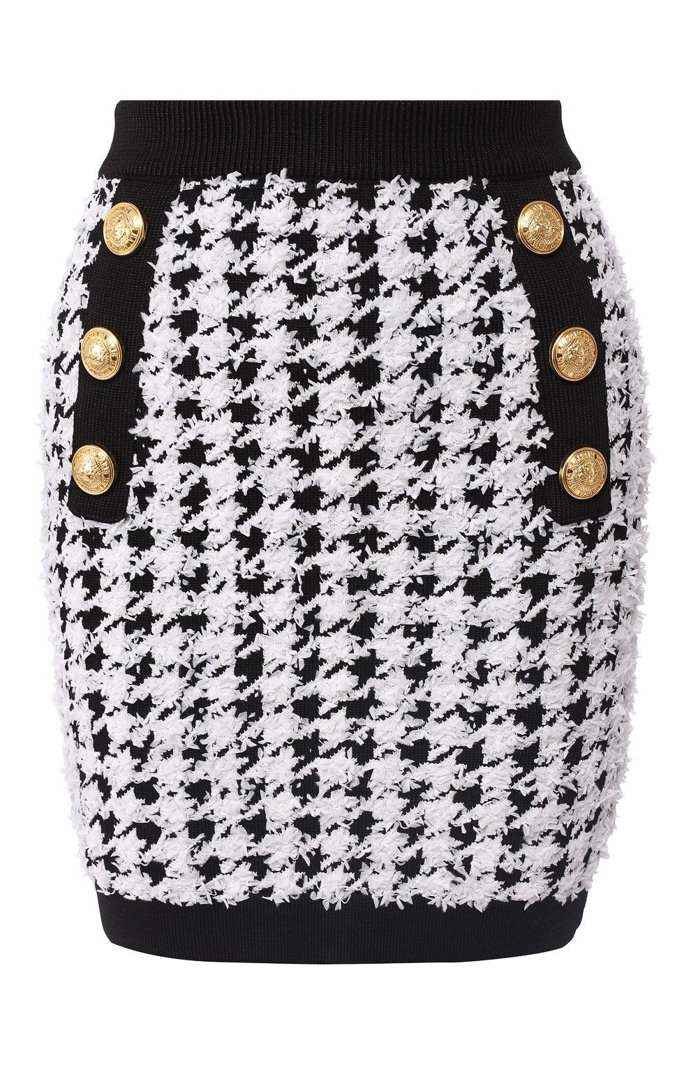 Юбка из вискозы BALMAIN черно-белого цвета по цене 142500 руб., арт. RF14448/K258, фото 1 Юбка из вискозы BALMAIN, арт. RF14448/K258, фото 1