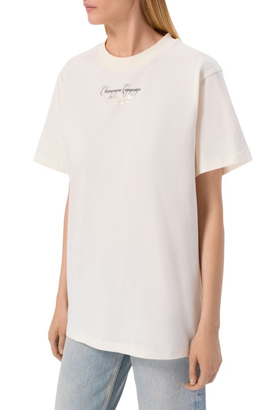 Хлопковая футболка HUGO 50561264 Кремовый  50561264 Фото 3