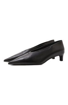 Женские кожаные туфли JIL SANDER черного цвета, арт. J15WL0056/P8024 | Фото 1 (Подошва: Плоская; Материал внешний: Натуральная кожа; Драгоценные камни: Проставлено; Материал внутренний: Натуральная кожа; Каблук тип: Kitten heel; Материал сплава: Проставлено; Ка�блук высота: Низкий)