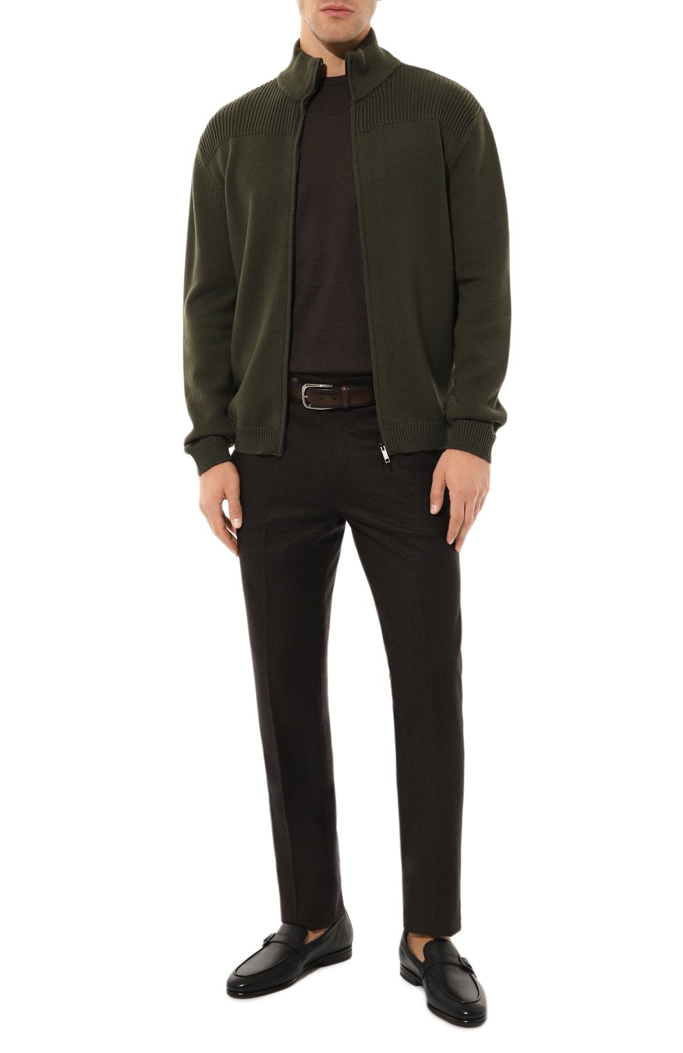 Шерстяные брюки BERWICH темно-коричневого цвета по цене 33100 руб., арт. VULCAN023/ZG1014X, фото 2 Шерстяные брюки BERWICH, арт. VULCAN023/ZG1014X, фото 2