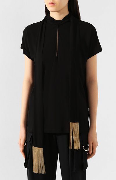 Топ из вискозы BALMAIN черного цвета по цене 118500 руб., арт. TF10295/J024, фото 3 Топ из вискозы BALMAIN, арт. TF10295/J024, фото 3