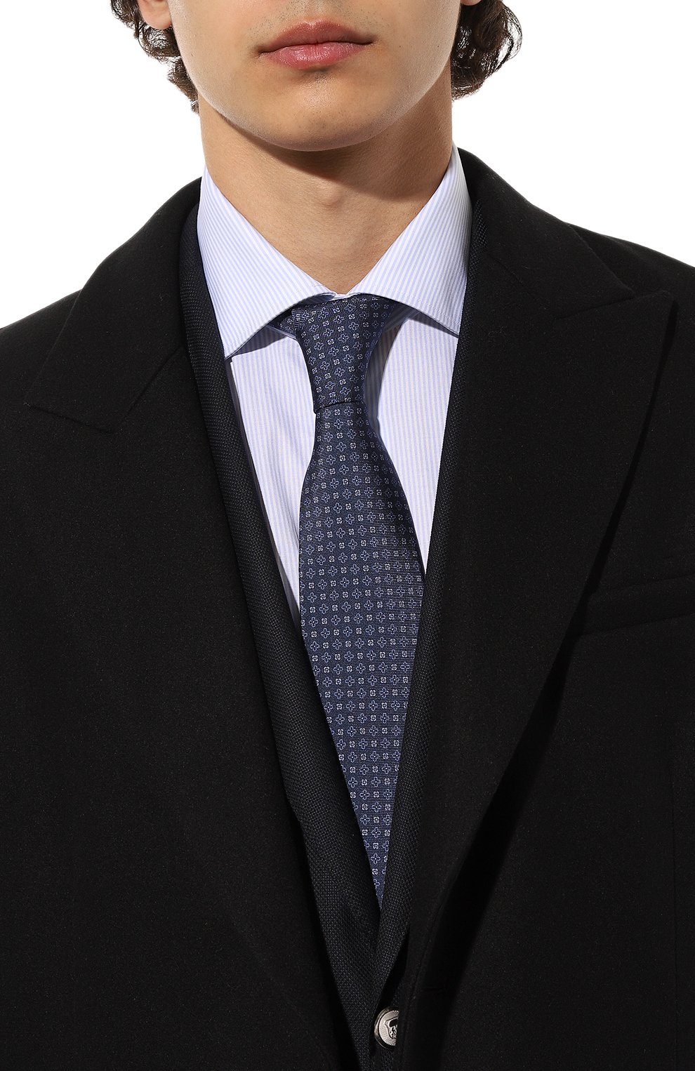 Шелковый галстук CORNELIANI темно-синего цвета по цене 27050 руб., арт. 92U390-3820312, фото 2 Шелковый галстук CORNELIANI, арт. 92U390-3820312, фото 2