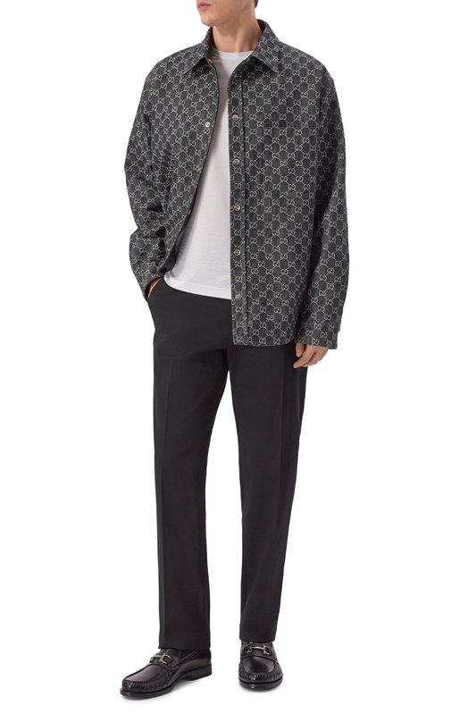 Двусторонняя хлопковая рубашка Gucci 766142/XDC88 Чёрный  766142/XDC88 Фото 2