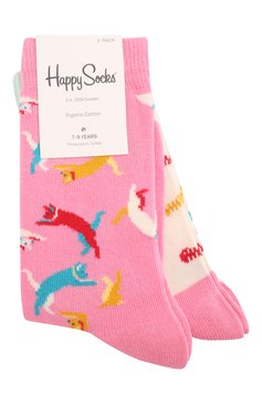 Детские комплект из 2 пар носков HAPPY SOCKS разноцветного цвета, арт. KCAT02 | Фото 1 (Материал: Текстиль, Хлопок)