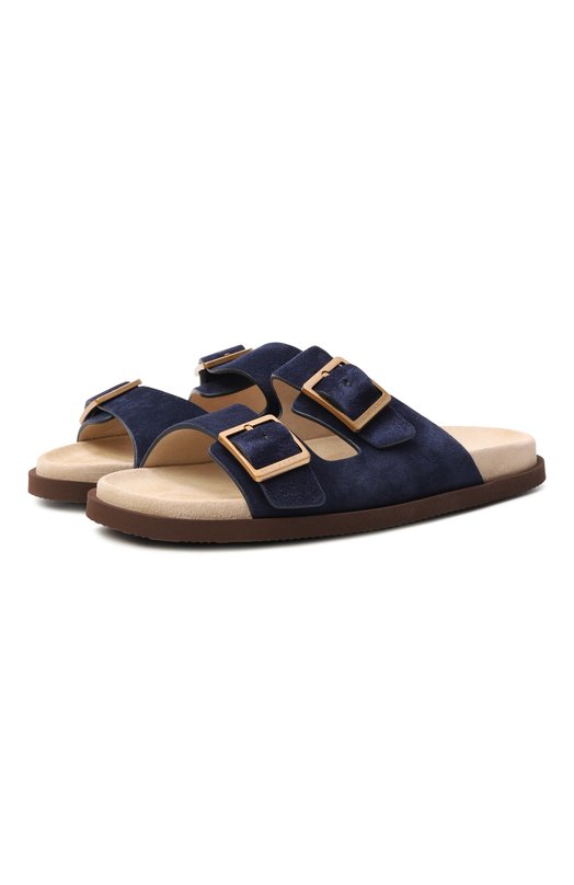 Замшевые шлепанцы Brunello Cucinelli MZUS0LY235 Синий MZUS0LY235