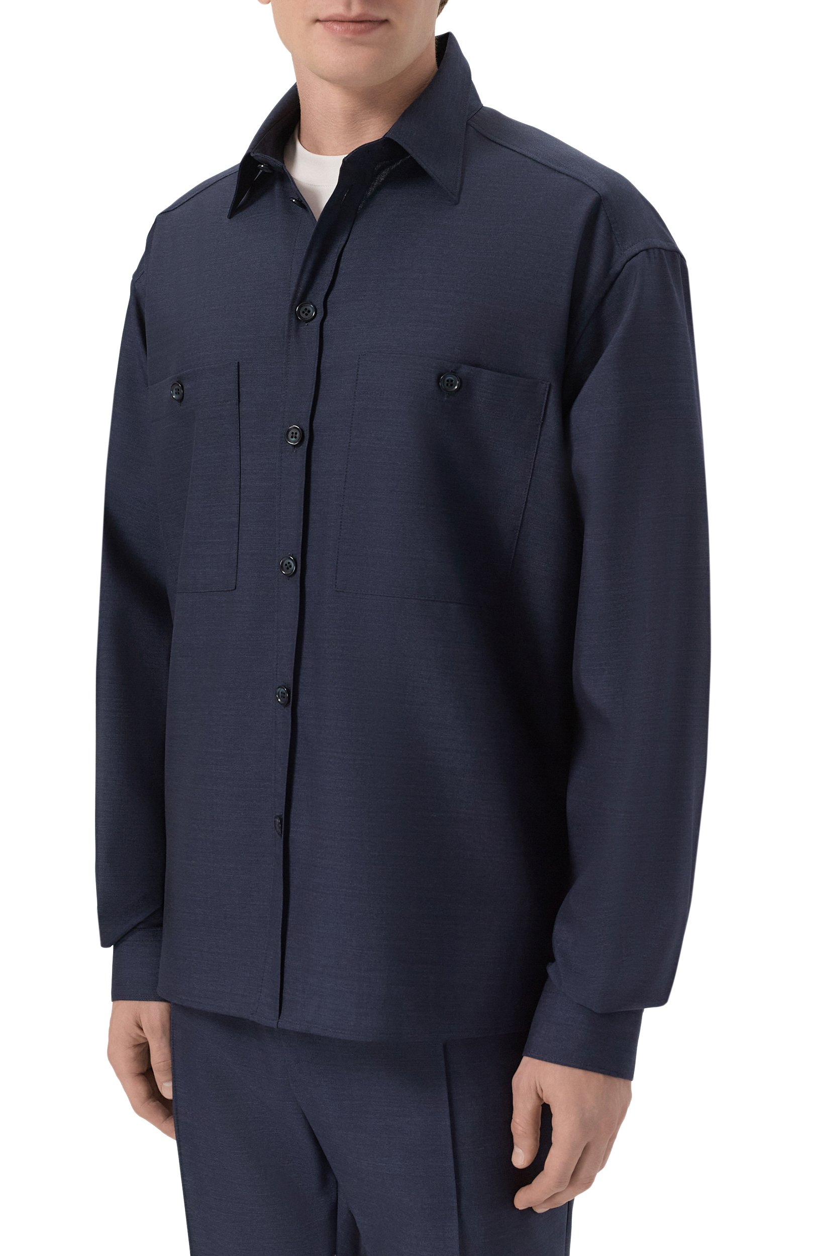 Шерстяная рубашка DOLCE & GABBANA темно-синего цвета по цене 125500 руб., арт. G5PE5T/HU2CT, фото 3 Шерстяная рубашка DOLCE & GABBANA, арт. G5PE5T/HU2CT, фото 3
