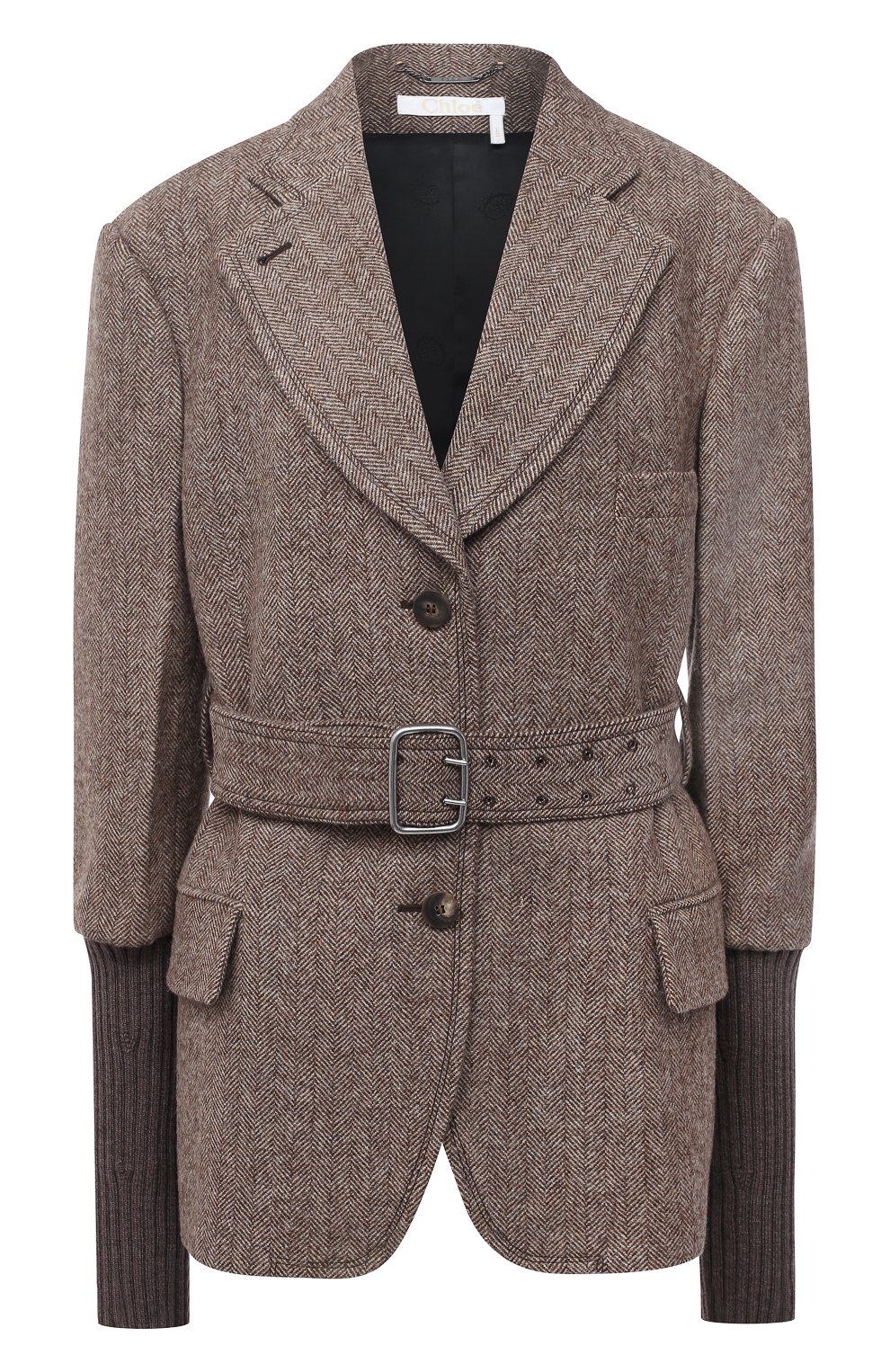 Шерстяной жакет CHLOÉ коричневого цвета по цене 286500 руб., арт. CHC20WVE23078, фото 1 Шерстяной жакет CHLOÉ, арт. CHC20WVE23078, фото 1