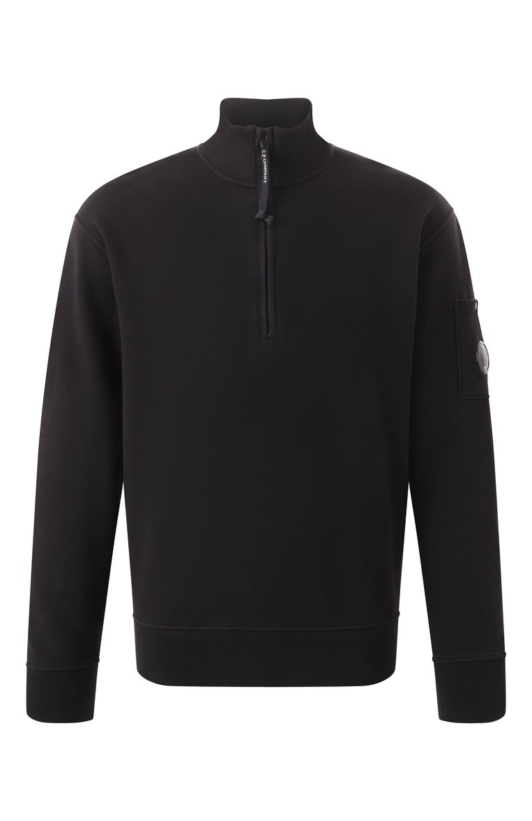 Мужской хлопковый свитшот C.P. COMPANY черного цвета, арт. 18CMSS125A110044G | Фото 1 (Длина (для топов): Стандартные; Материал сплава: Проставлено; Драгоценные камни: Проставлено; Рукава: Длинные; Стили: Кэжуэл; Принт: Без принта; Мужское Кросс-КТ: свитшот-одежда; Материал внешний: Хлопок)