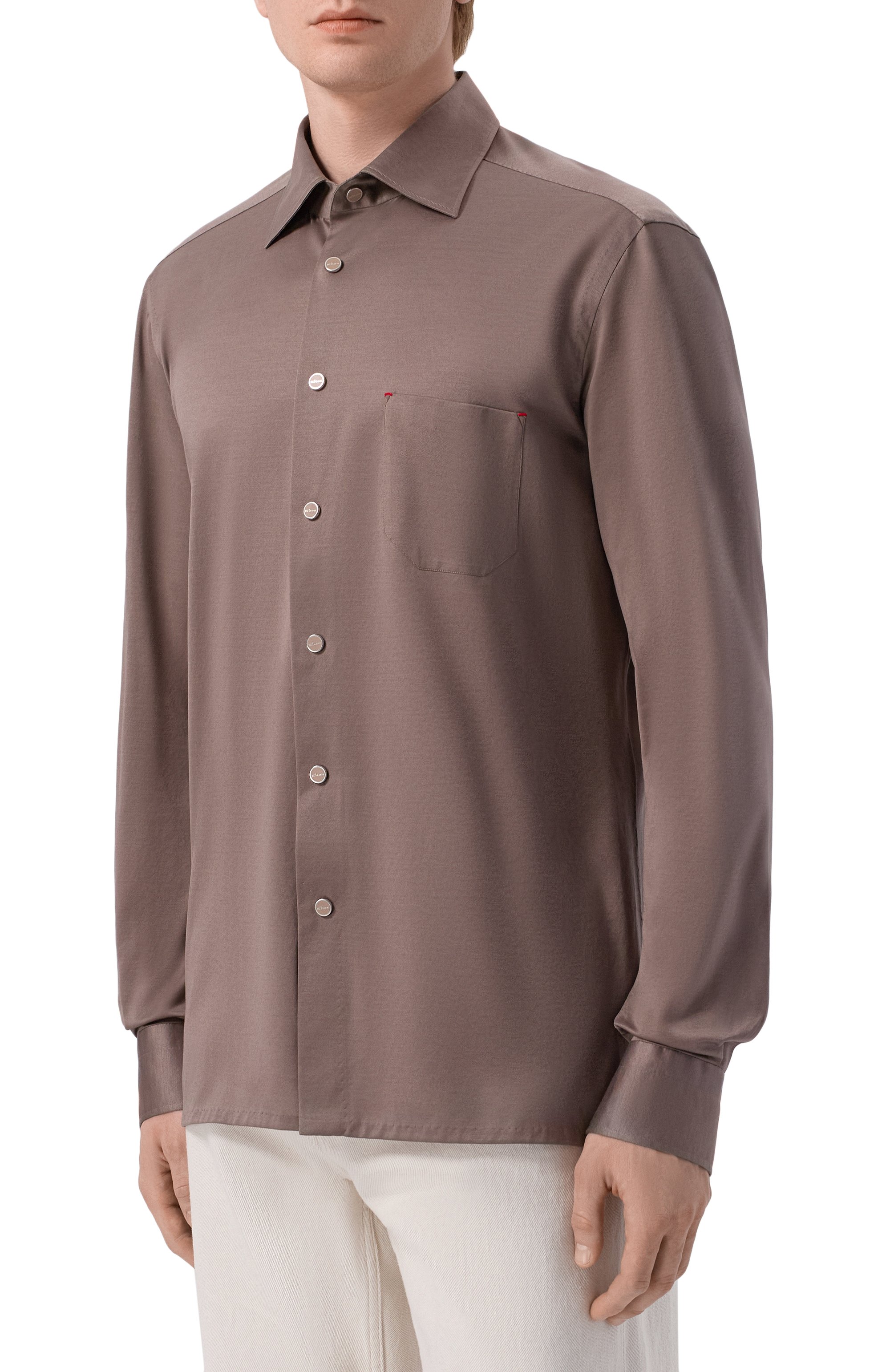 Хлопковая рубашка KITON коричневого цвета по цене 79950 руб., арт. UMCNERHH09665, фото 3 Хлопковая рубашка KITON, арт. UMCNERHH09665, фото 3