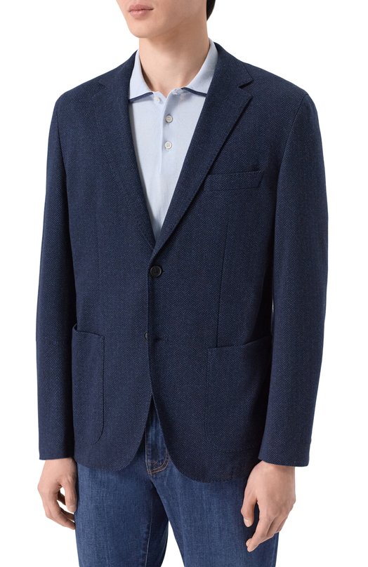 Хлопковый пиджак BOSS 50557389 Синий  50557389 Фото 4
