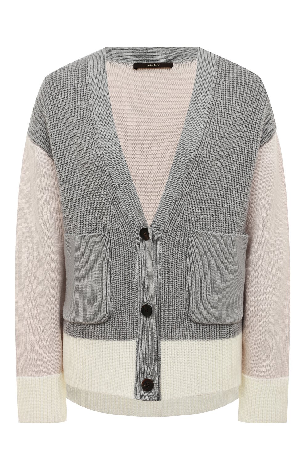 Шерстяной кардиган WINDSOR серого цвета по цене 49950 руб., арт. 52 DP806 10010517, фото 1 Шерстяной кардиган WINDSOR, арт. 52 DP806 10010517, фото 1